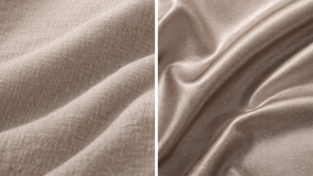 Tejido mate y tejido brillante reflejan la luz de diferente manera